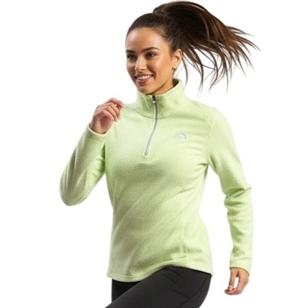 The North Face Pullover M Light Green Quarter‎ Zip Fleece 2014 Outdoor Cozy Soft